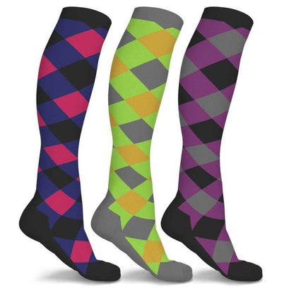 3-Pairs: Patterned Compression Socks - Assorted Styles and Sizes DailySale