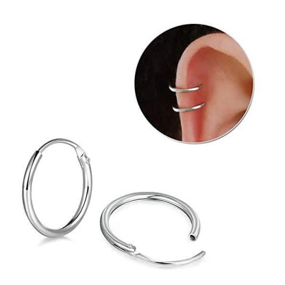 3-Pairs: Sterling Silver Small Hoop Earrings Set DailySale