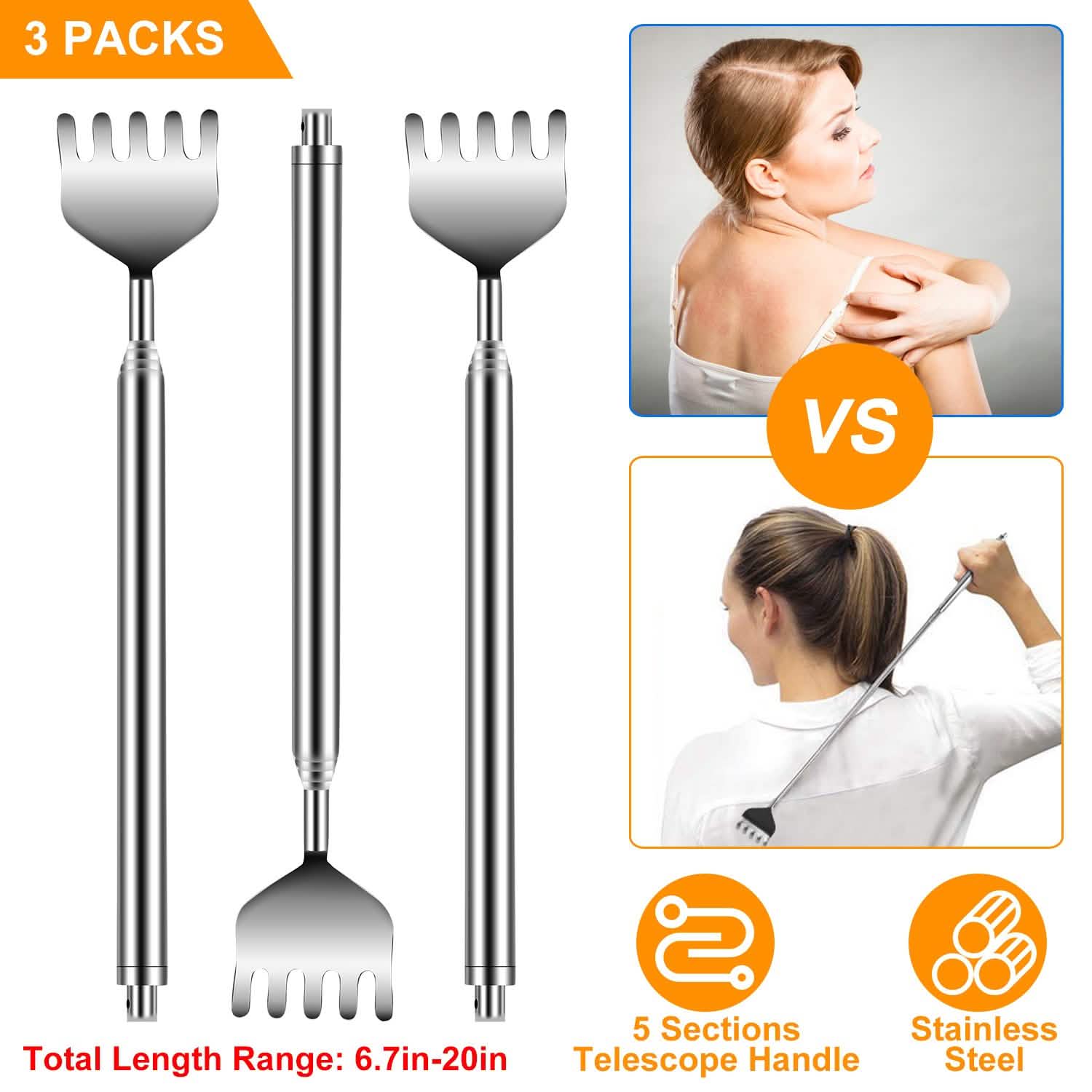3-Piece: 20" Telescopic Back Scratcher DailySale
