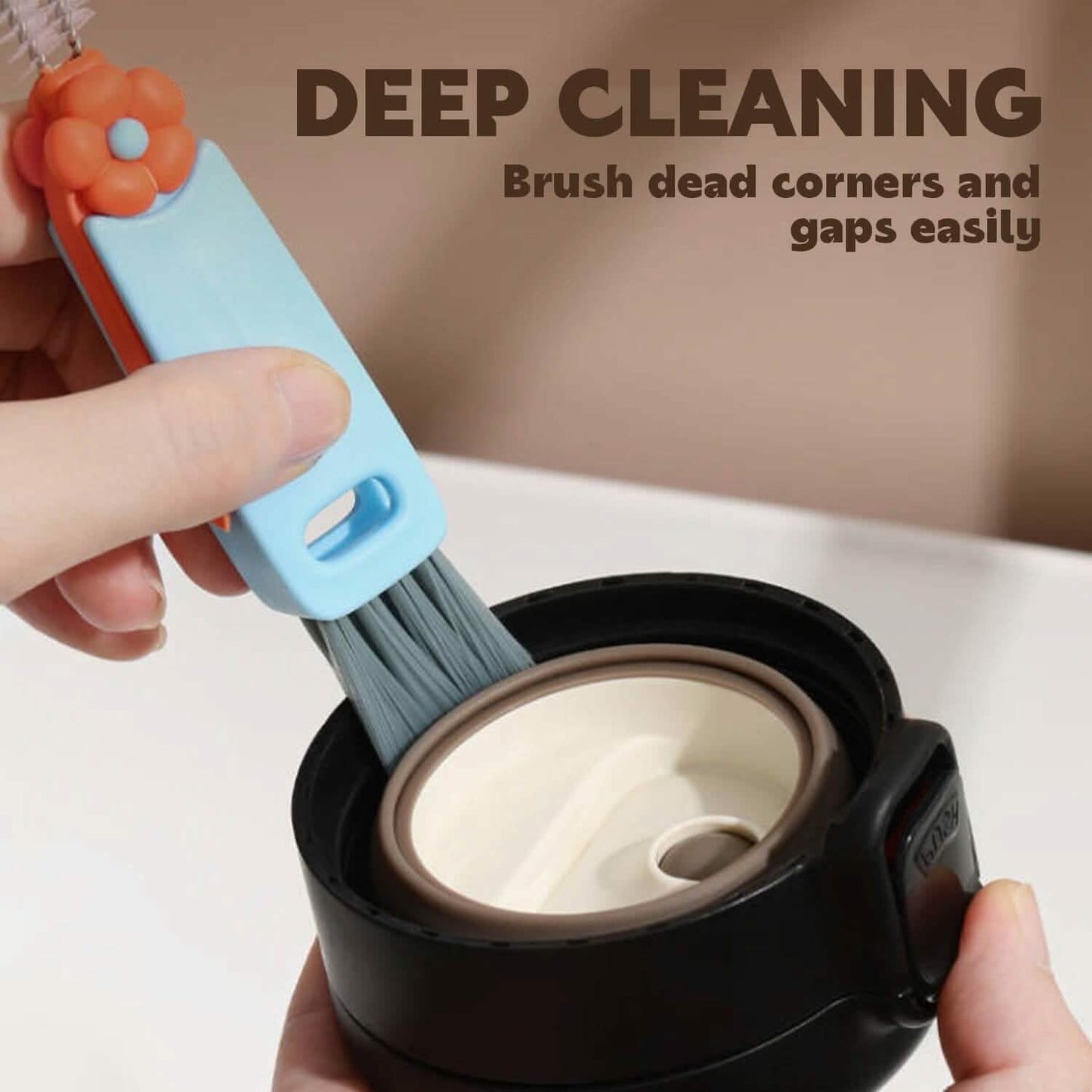 3-Piece: 3-in-1 Petal Cup Lid Cleaning Brush DailySale