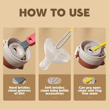 3-Piece: 3-in-1 Petal Cup Lid Cleaning Brush DailySale