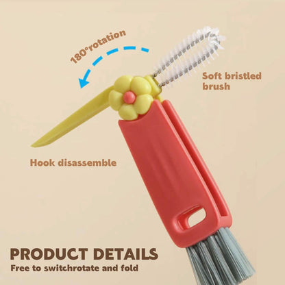 3-Piece: 3-in-1 Petal Cup Lid Cleaning Brush DailySale