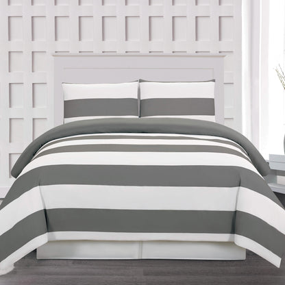 3-Piece: Cabana Stripe Reversible Hypoallergenic Duvet Set DailySale
