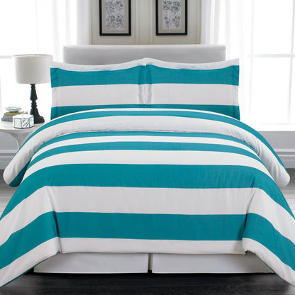 3-Piece: Cabana Stripe Reversible Hypoallergenic Duvet Set DailySale