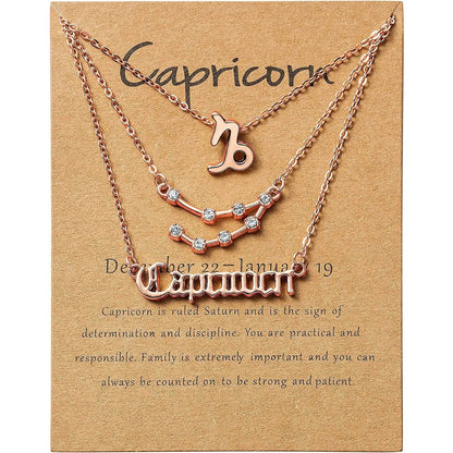 3-Piece: Constellation Zodiac Layer Necklaces DailySale