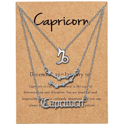 3-Piece: Constellation Zodiac Layer Necklaces DailySale
