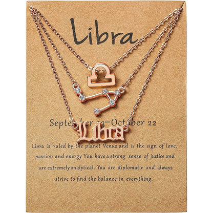 3-Piece: Constellation Zodiac Layer Necklaces DailySale