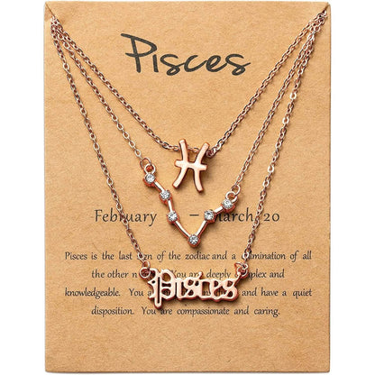 3-Piece: Constellation Zodiac Layer Necklaces DailySale