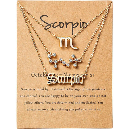 3-Piece: Constellation Zodiac Layer Necklaces DailySale