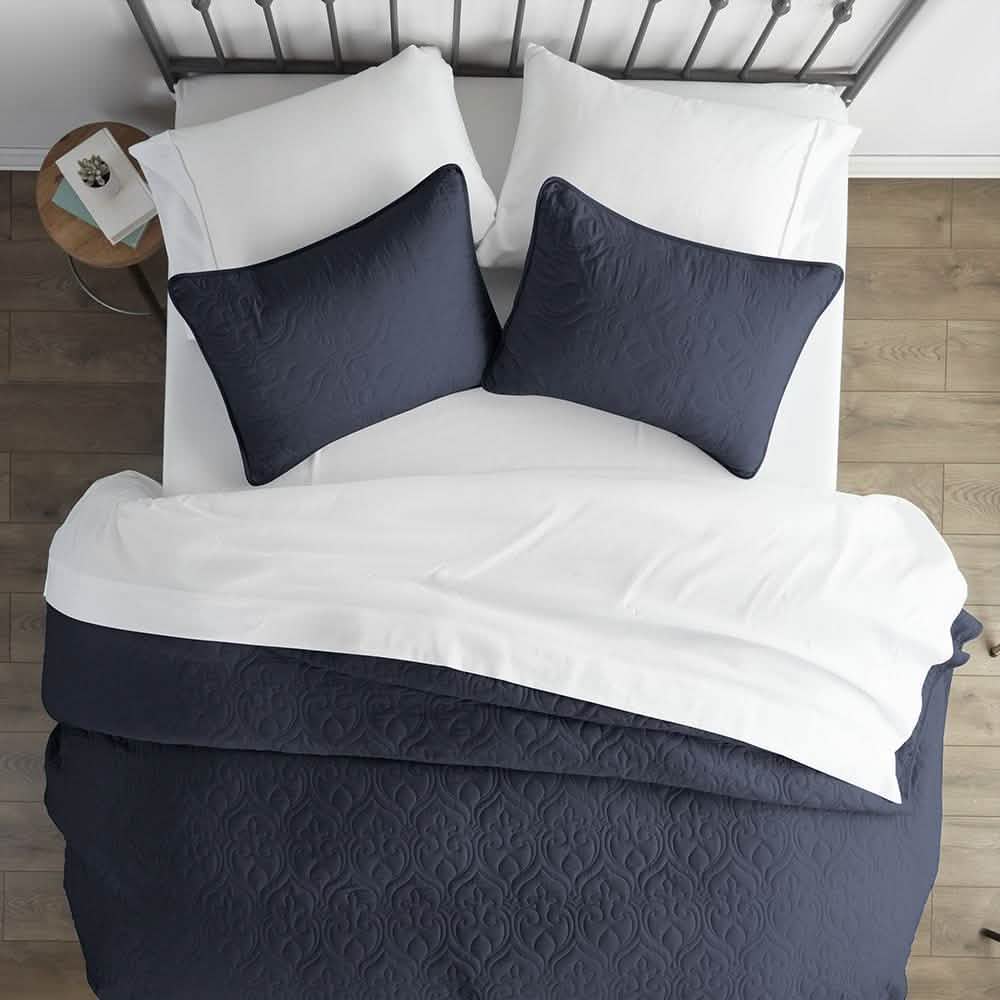 3-Piece: Damask Quilted Coverlet Set DailySale