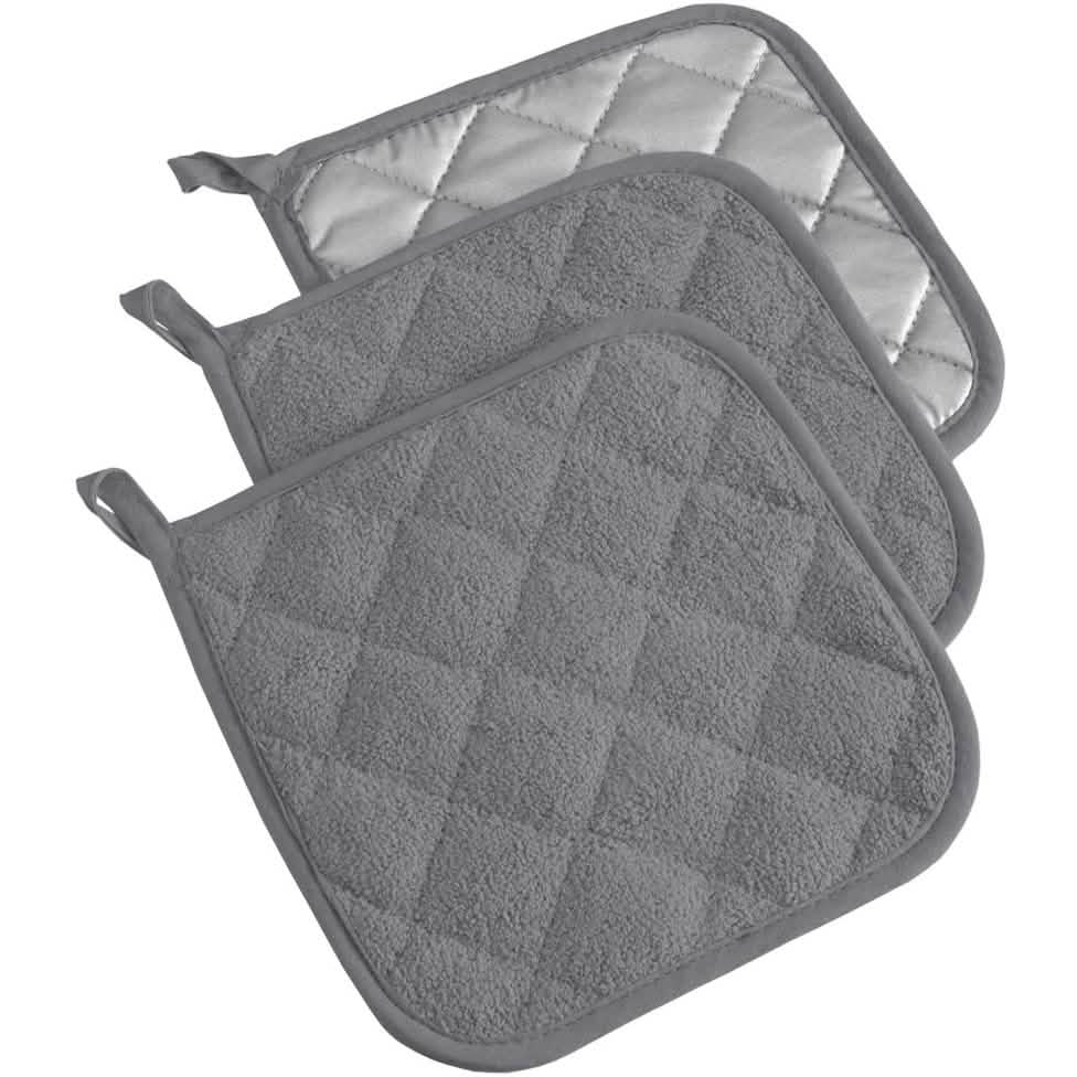 3-Piece: DII Basic Terry Collection Quilted 100% Cotton Potholder DailySale