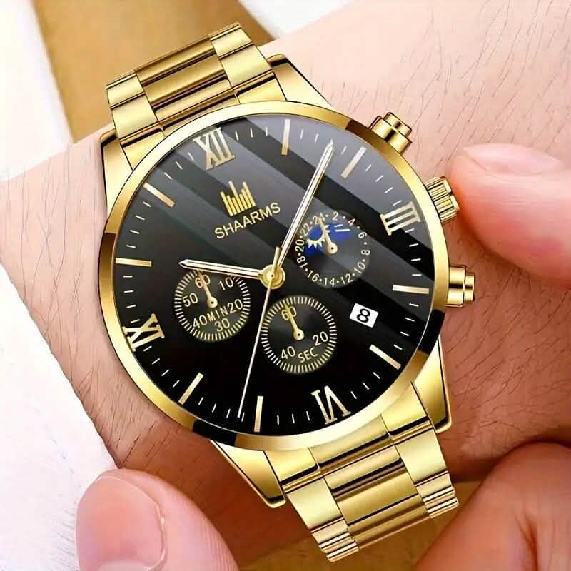 3-Piece: Elegant Men's Quartz Watch Plus Bracelet and Necklace Set DailySale