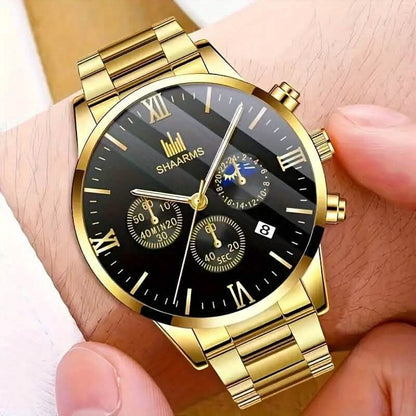 3-Piece: Elegant Men's Quartz Watch Plus Bracelet and Necklace Set DailySale