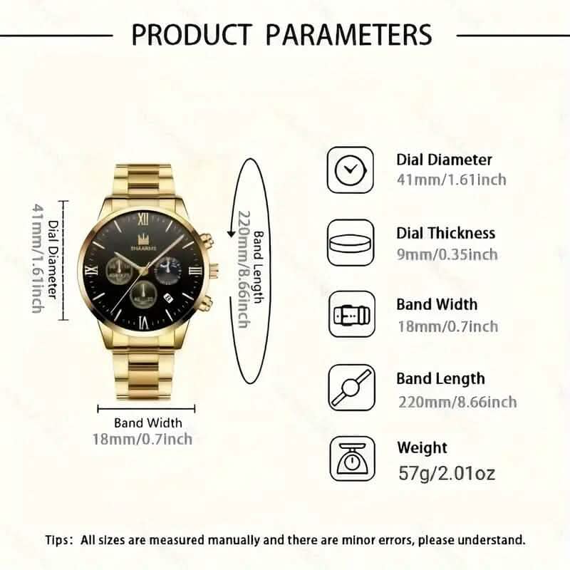 3-Piece: Elegant Men's Quartz Watch Plus Bracelet and Necklace Set DailySale