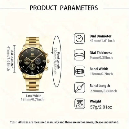 3-Piece: Elegant Men's Quartz Watch Plus Bracelet and Necklace Set DailySale