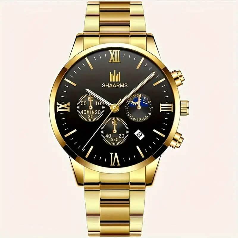 3-Piece: Elegant Men's Quartz Watch Plus Bracelet and Necklace Set DailySale