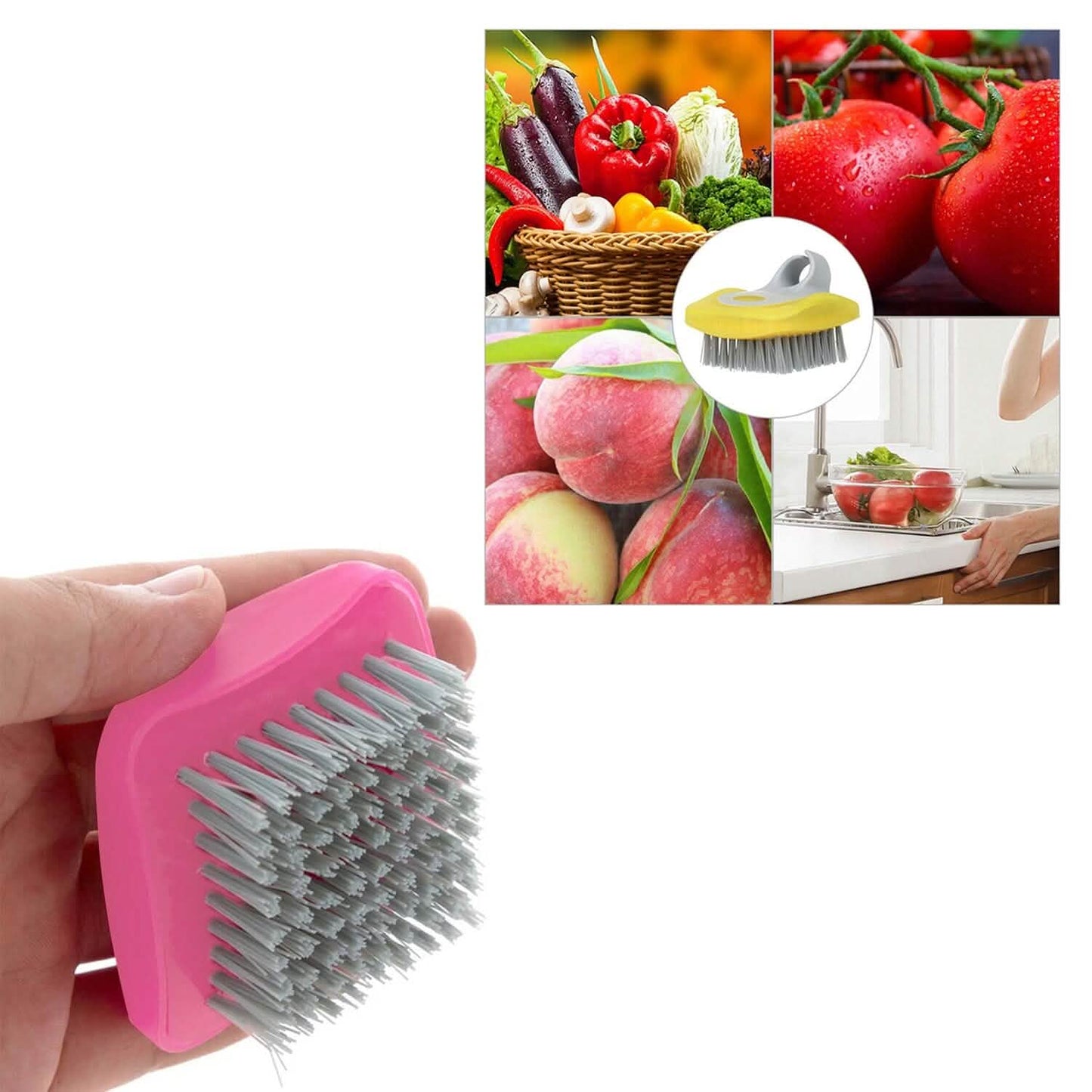 3-Piece: Fruit and Vegetable Brush Cleaner Scrubber with Soft Bristles DailySale