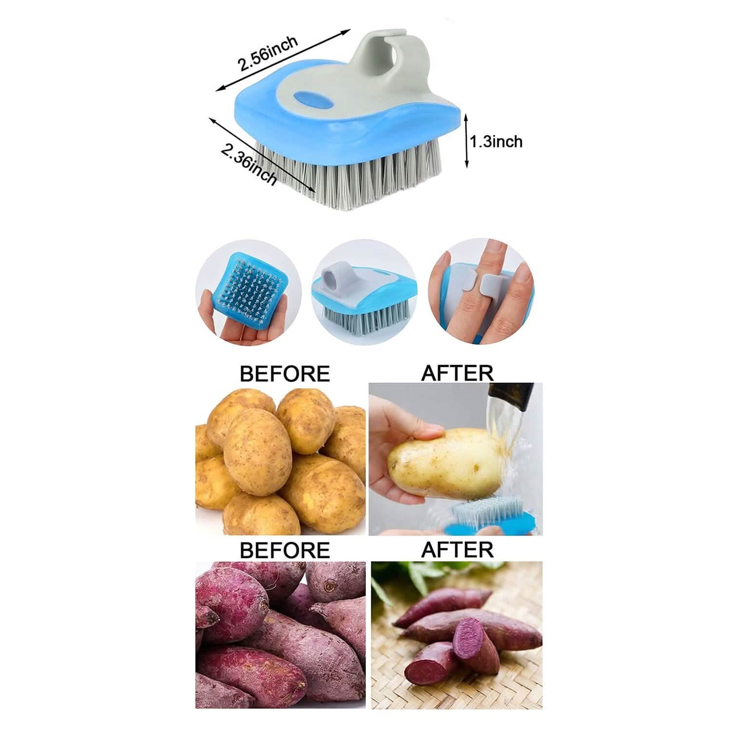 3-Piece: Fruit and Vegetable Brush Cleaner Scrubber with Soft Bristles DailySale