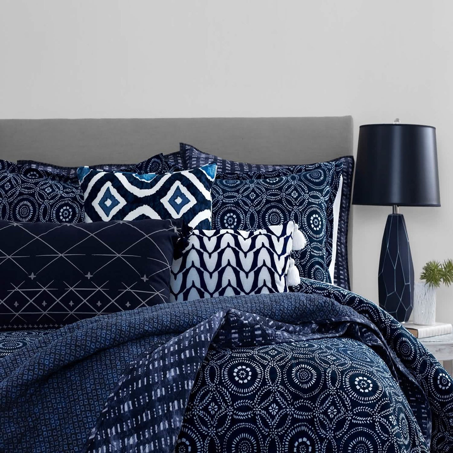 3-Piece: Global Indigo Mudcloth Cotton Quilt Set DailySale