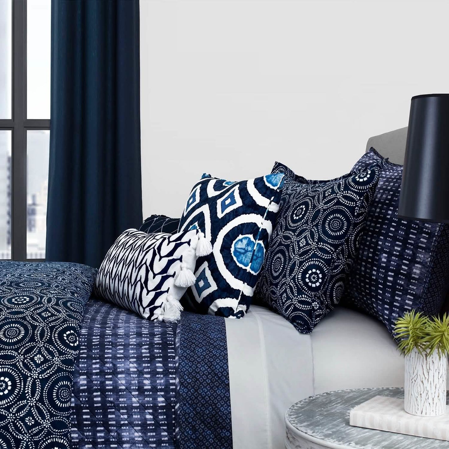 3-Piece: Global Indigo Mudcloth Cotton Quilt Set DailySale