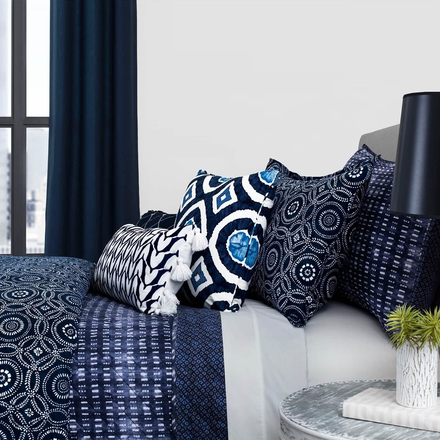 3-Piece: Global Indigo Mudcloth Cotton Quilt Set DailySale
