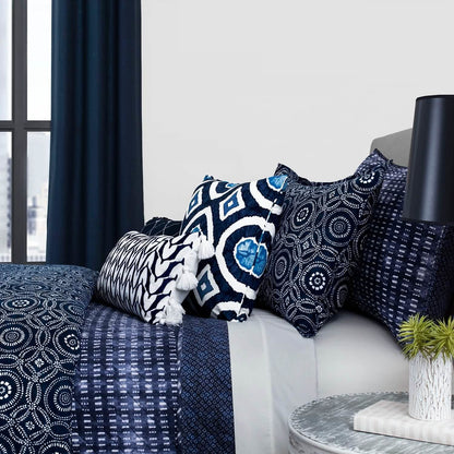3-Piece: Global Indigo Mudcloth Cotton Quilt Set DailySale