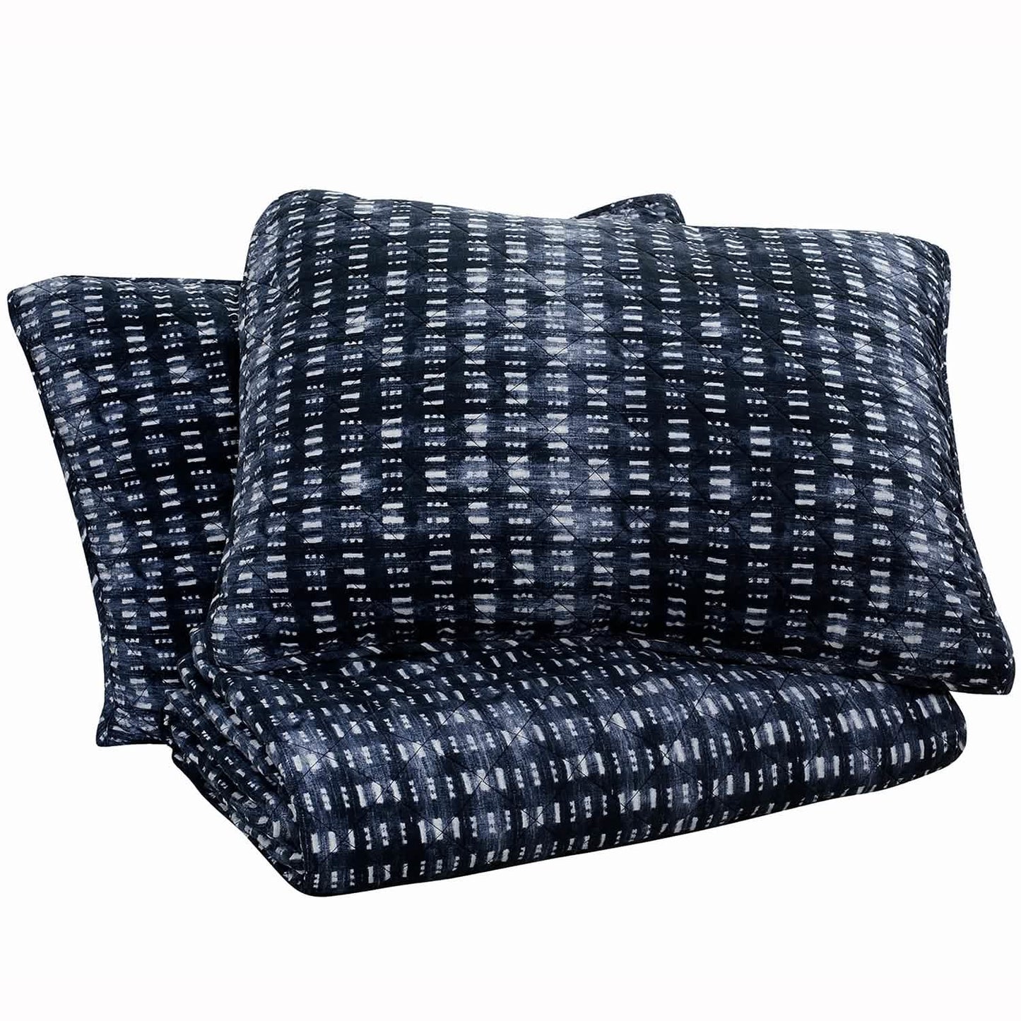 3-Piece: Global Indigo Mudcloth Cotton Quilt Set DailySale