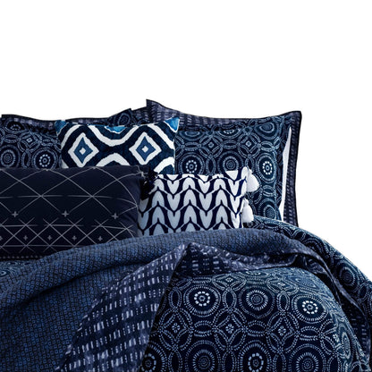3-Piece: Global Indigo Mudcloth Cotton Quilt Set DailySale