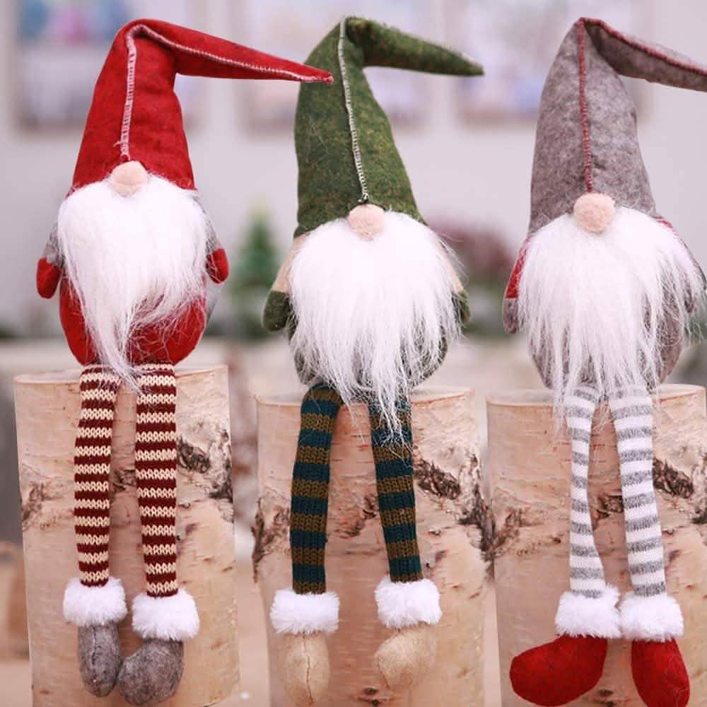 3 Piece: Handmade Sitting Long-Legged Christmas Elf Bottle Decoration Set DailySale
