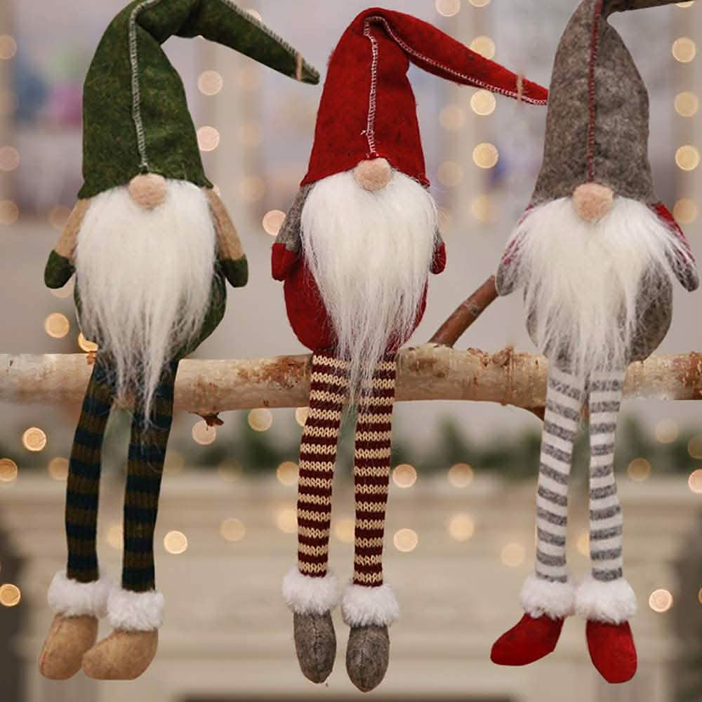 3 Piece: Handmade Sitting Long-Legged Christmas Elf Bottle Decoration Set DailySale