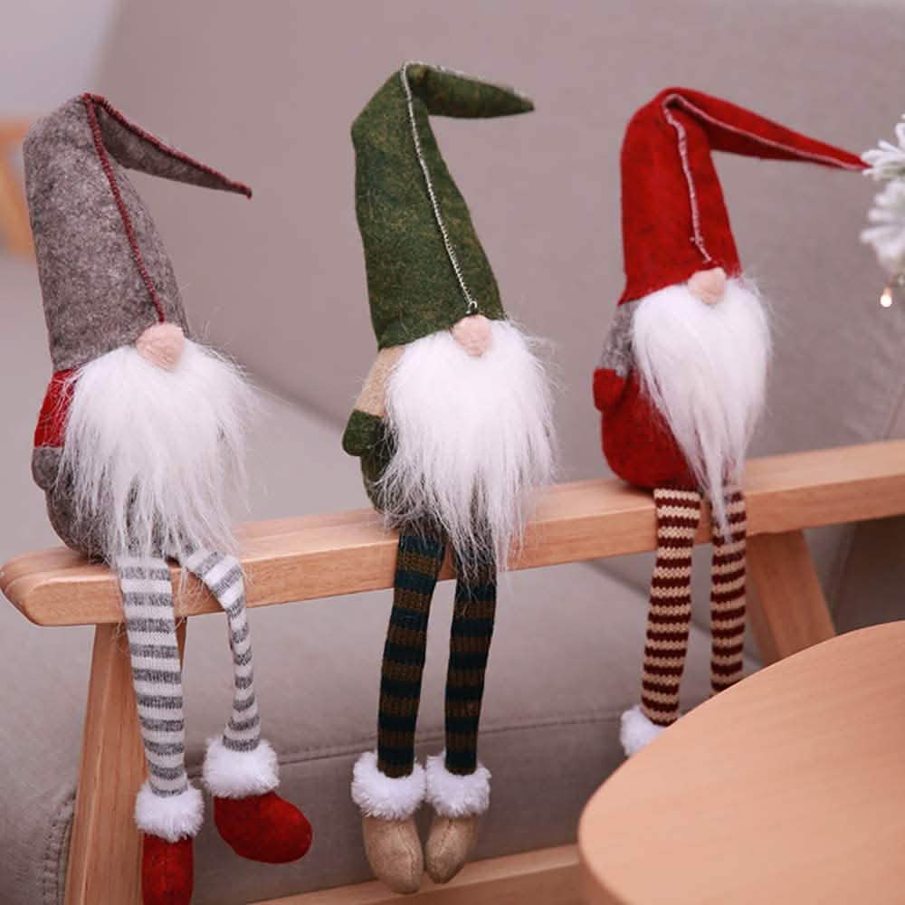 3 Piece: Handmade Sitting Long-Legged Christmas Elf Bottle Decoration Set DailySale