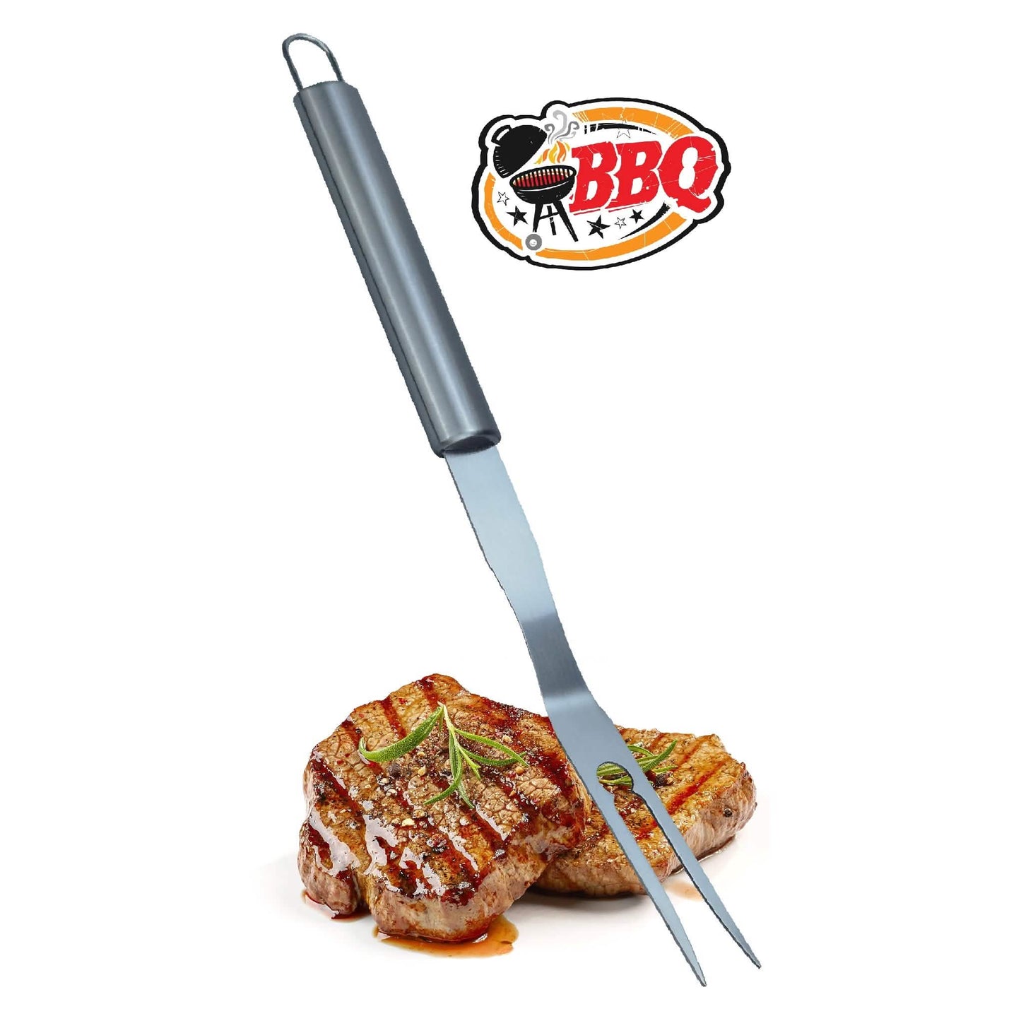 3-Piece: Heavy-Duty BBQ Grilling Stainless Steel Spatula Fork and Tongs DailySale