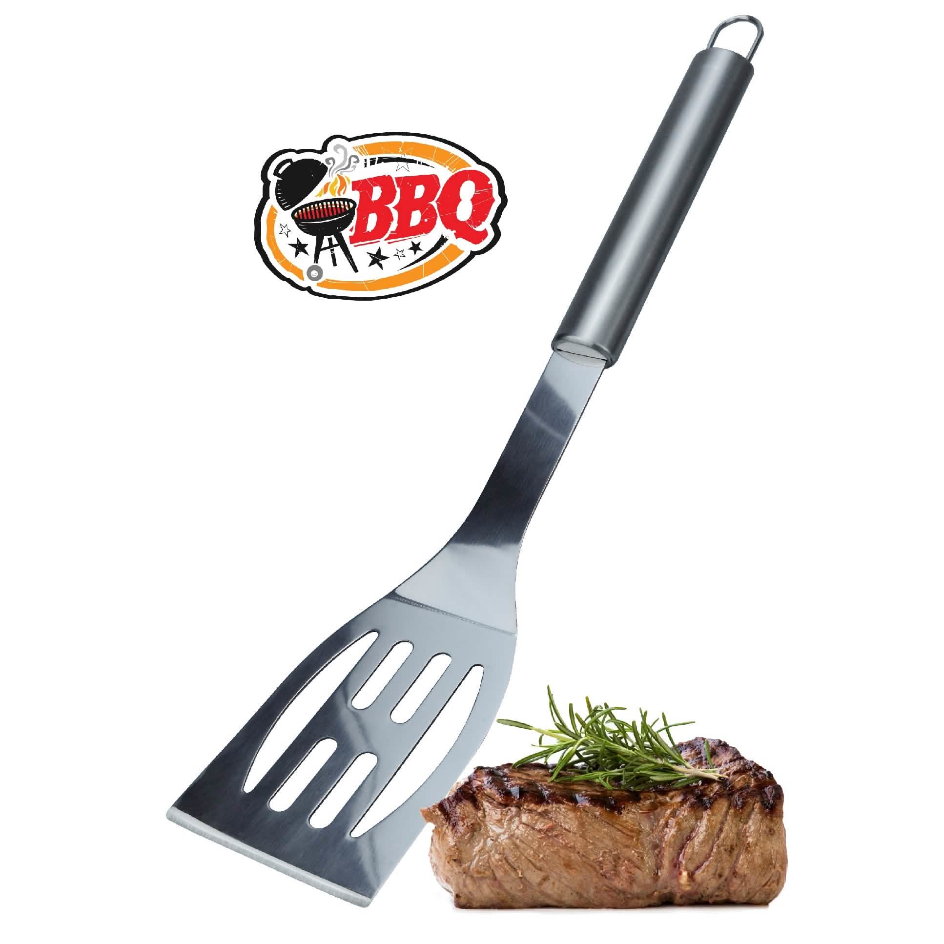 3-Piece: Heavy-Duty BBQ Grilling Stainless Steel Spatula Fork and Tongs DailySale