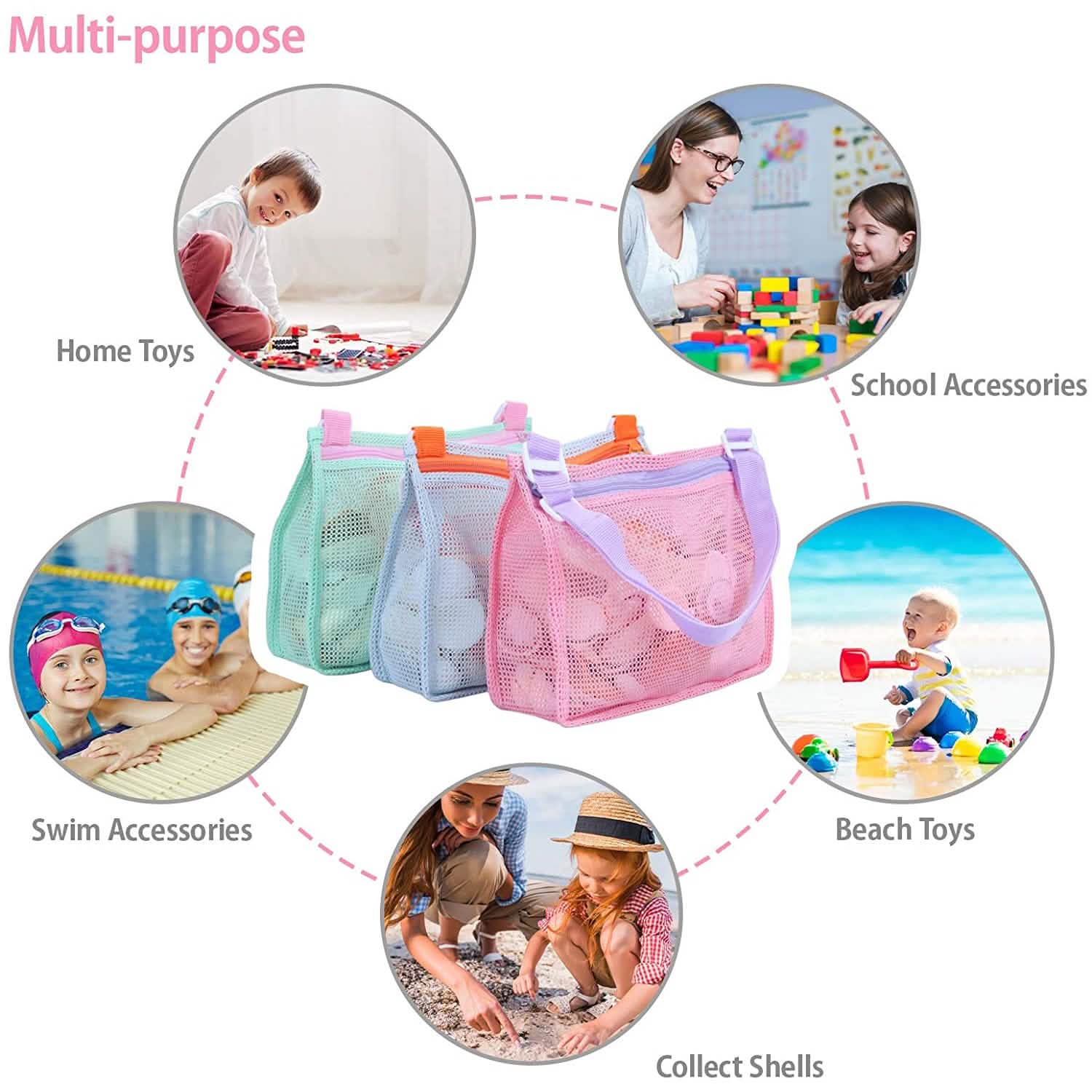 3-Piece: Mesh Toy Beach Bag DailySale