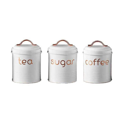 3-Piece: Metal and Copper Coffee Tea Sugar Canister Set DailySale