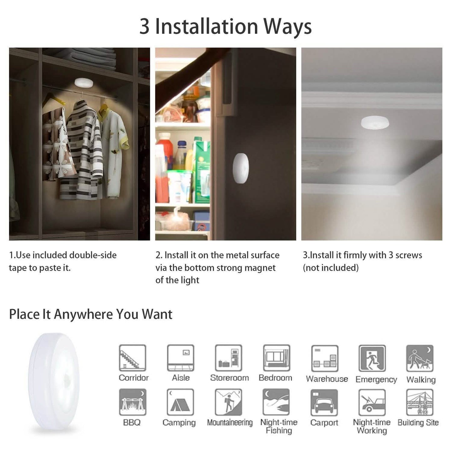 3-Piece: Motion Sensor Stick-on Cordless Night LED Lamp DailySale