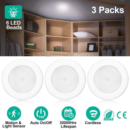 3-Piece: Motion Sensor Stick-on Cordless Night LED Lamp DailySale