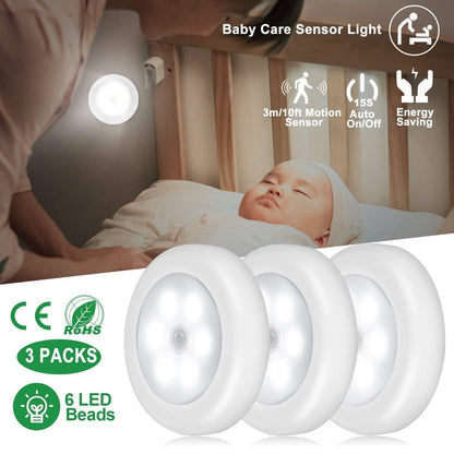 3-Piece: Motion Sensor Stick-on Cordless Night LED Lamp DailySale