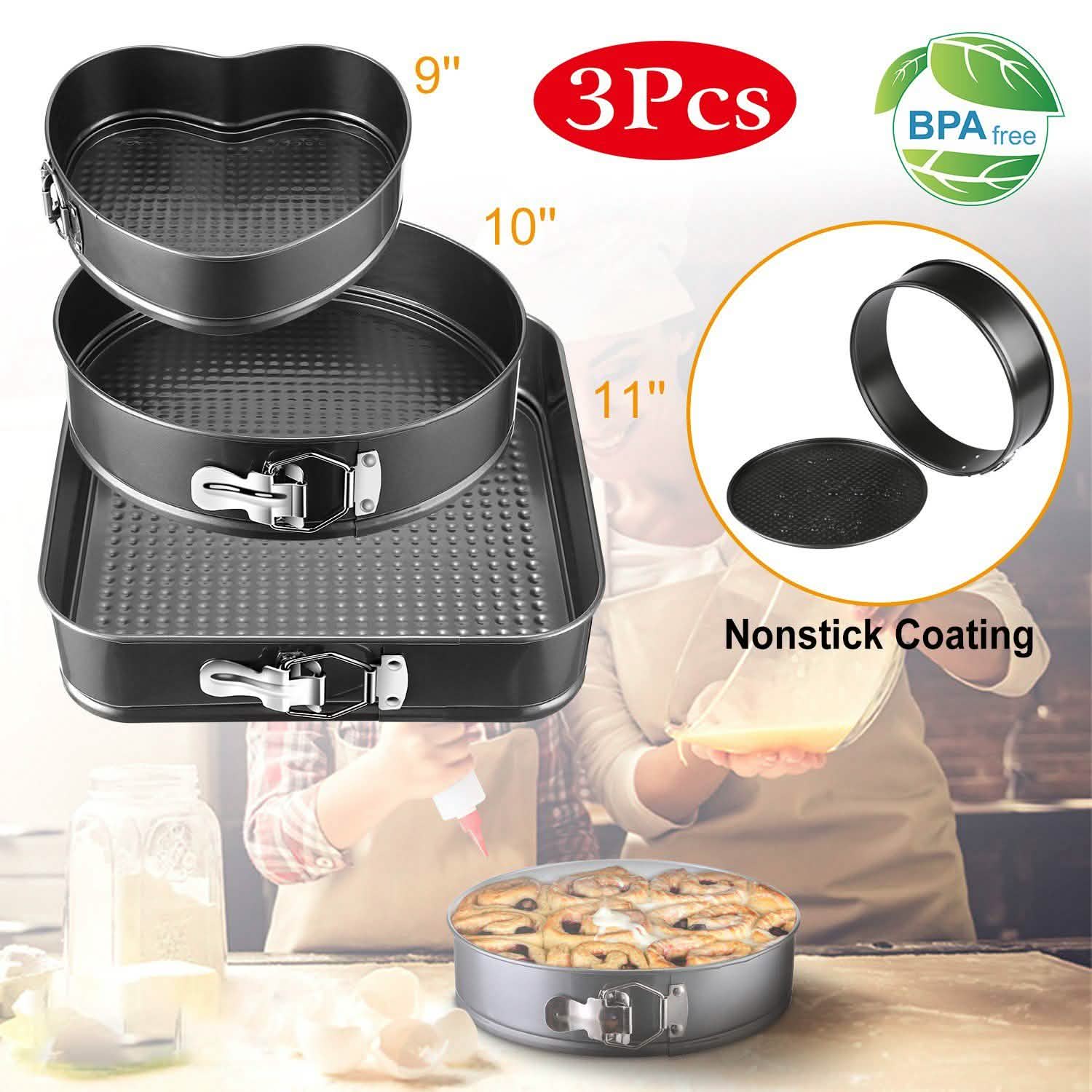 3-Piece: Non-stick Springform Cake Pan Set with Removable Bottom DailySale