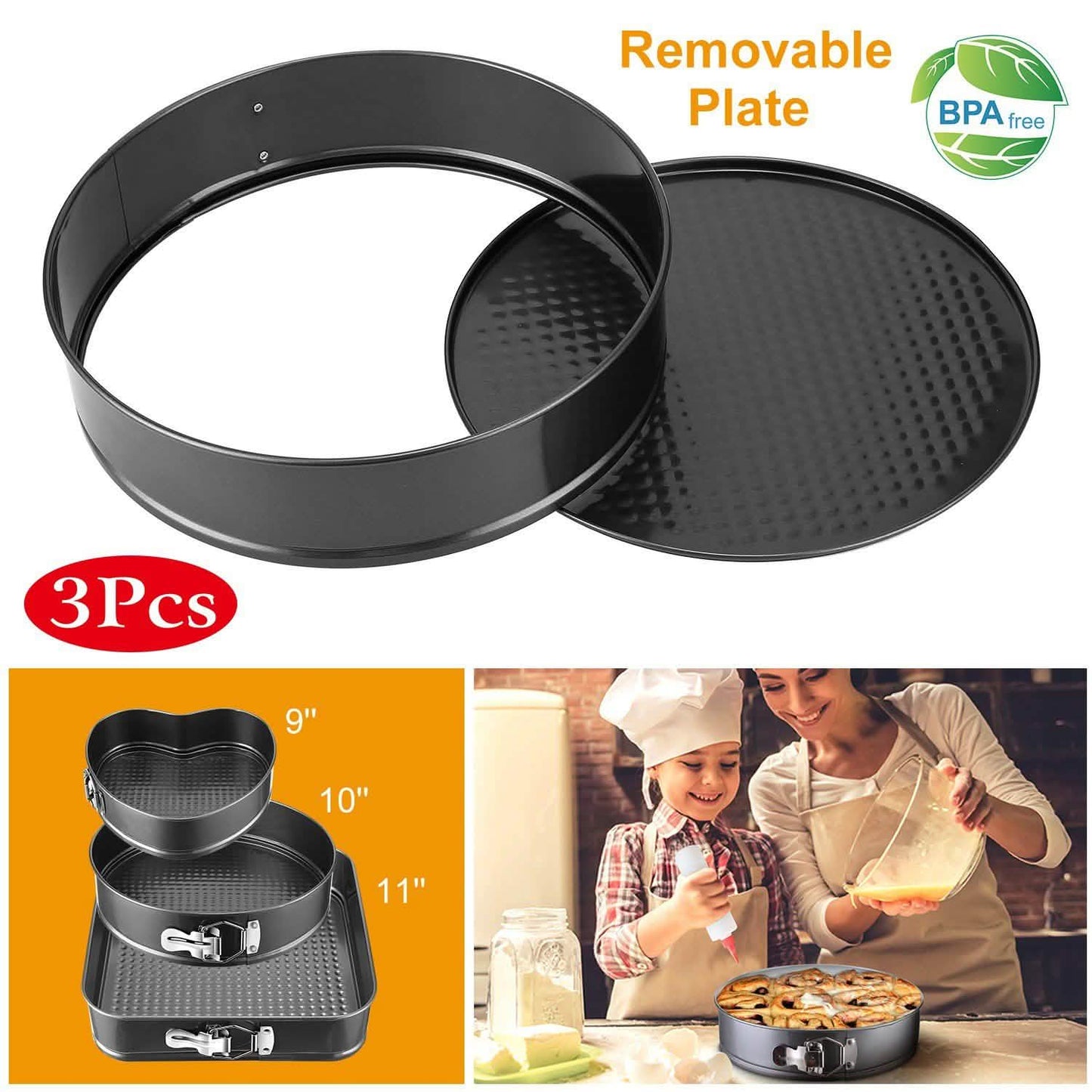 3-Piece: Non-stick Springform Cake Pan Set with Removable Bottom DailySale