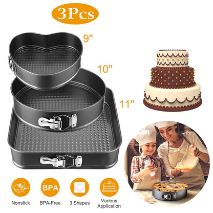 3-Piece: Non-stick Springform Cake Pan Set with Removable Bottom DailySale