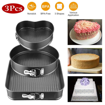 3-Piece: Non-stick Springform Cake Pan Set with Removable Bottom DailySale
