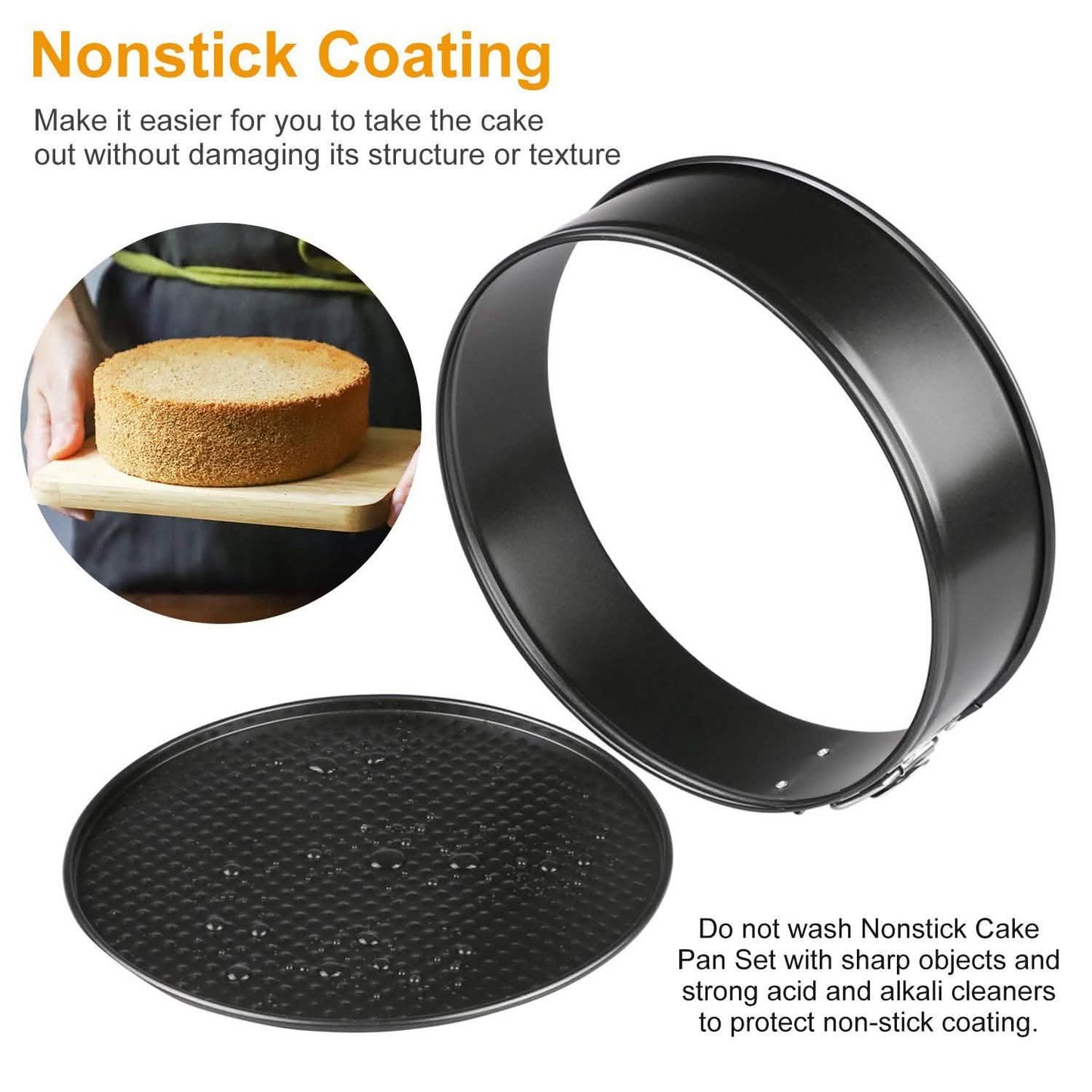 3-Piece: Non-stick Springform Cake Pan Set with Removable Bottom DailySale