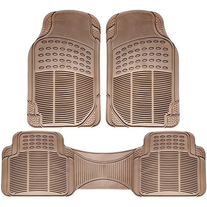 3-Piece: OxGord Car Floor Mats Ridged Rubber Full Set Universal Fit DailySale