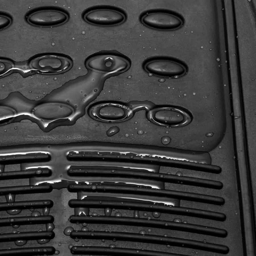 3-Piece: OxGord Car Floor Mats Ridged Rubber Full Set Universal Fit DailySale