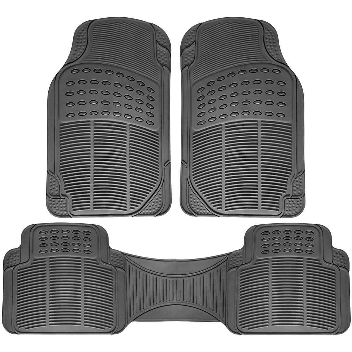 3-Piece: OxGord Car Floor Mats Ridged Rubber Full Set Universal Fit DailySale