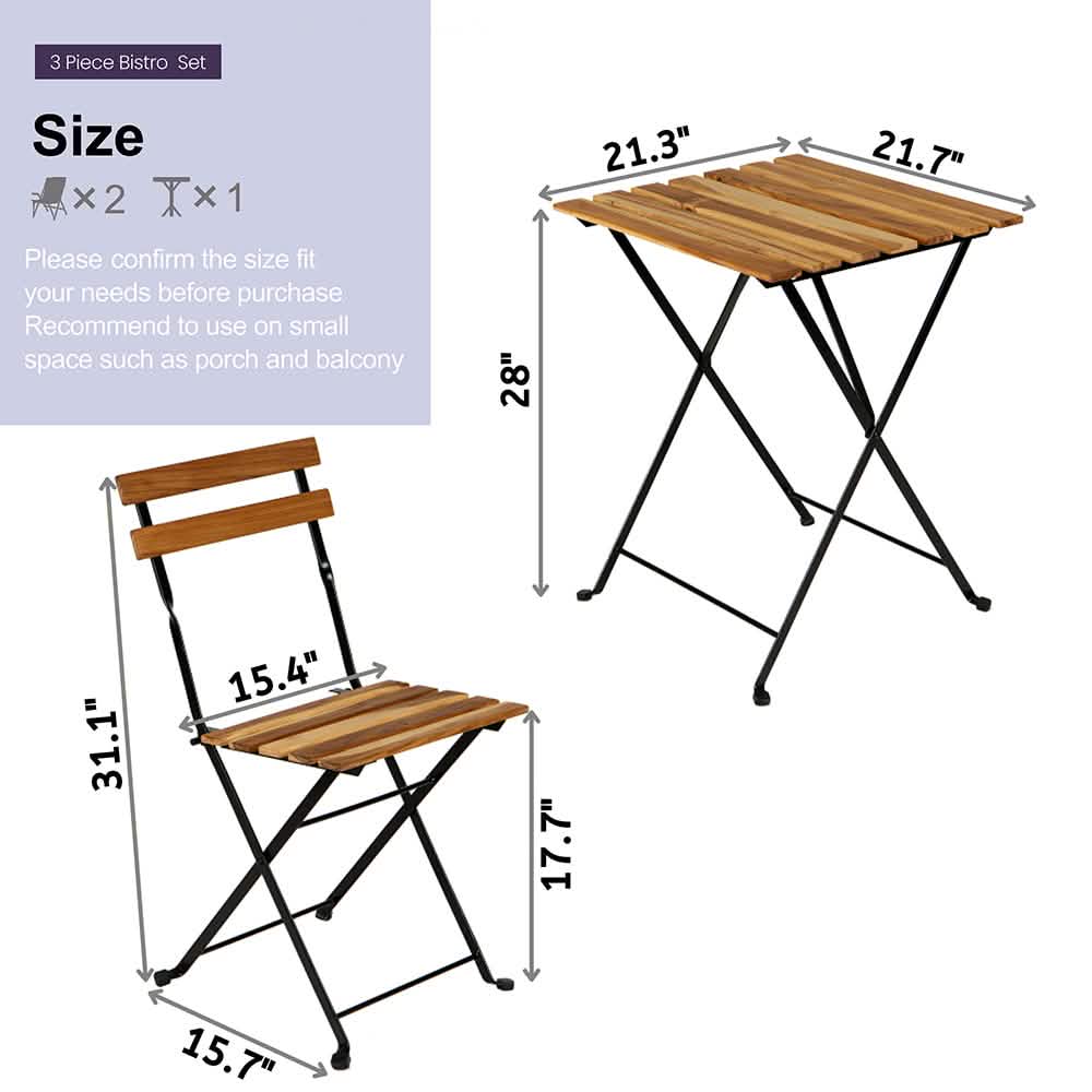 3-Piece: Patio Dining Table Chairs Set DailySale