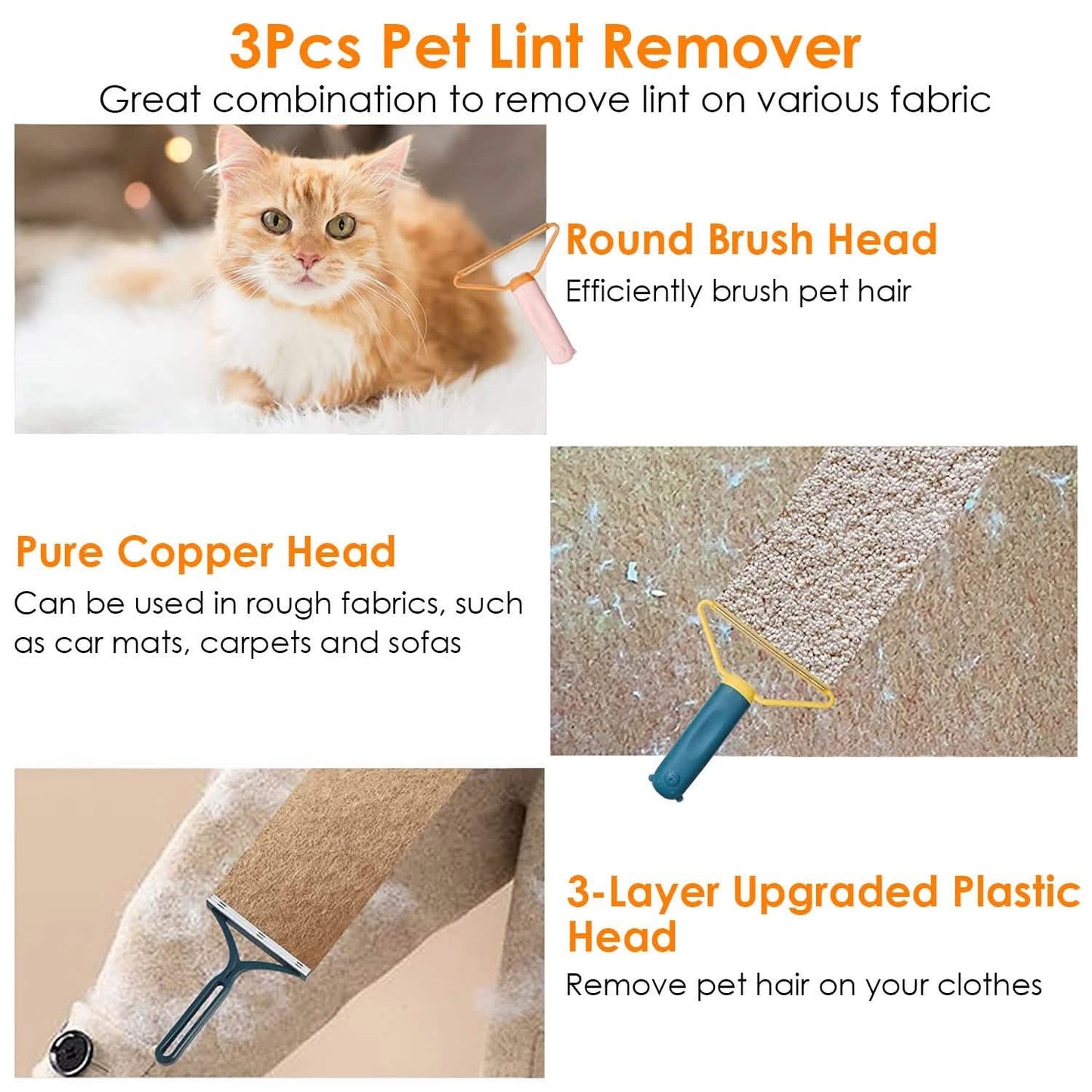 3-Piece: Portable Reusable Double Side Lint Remover DailySale