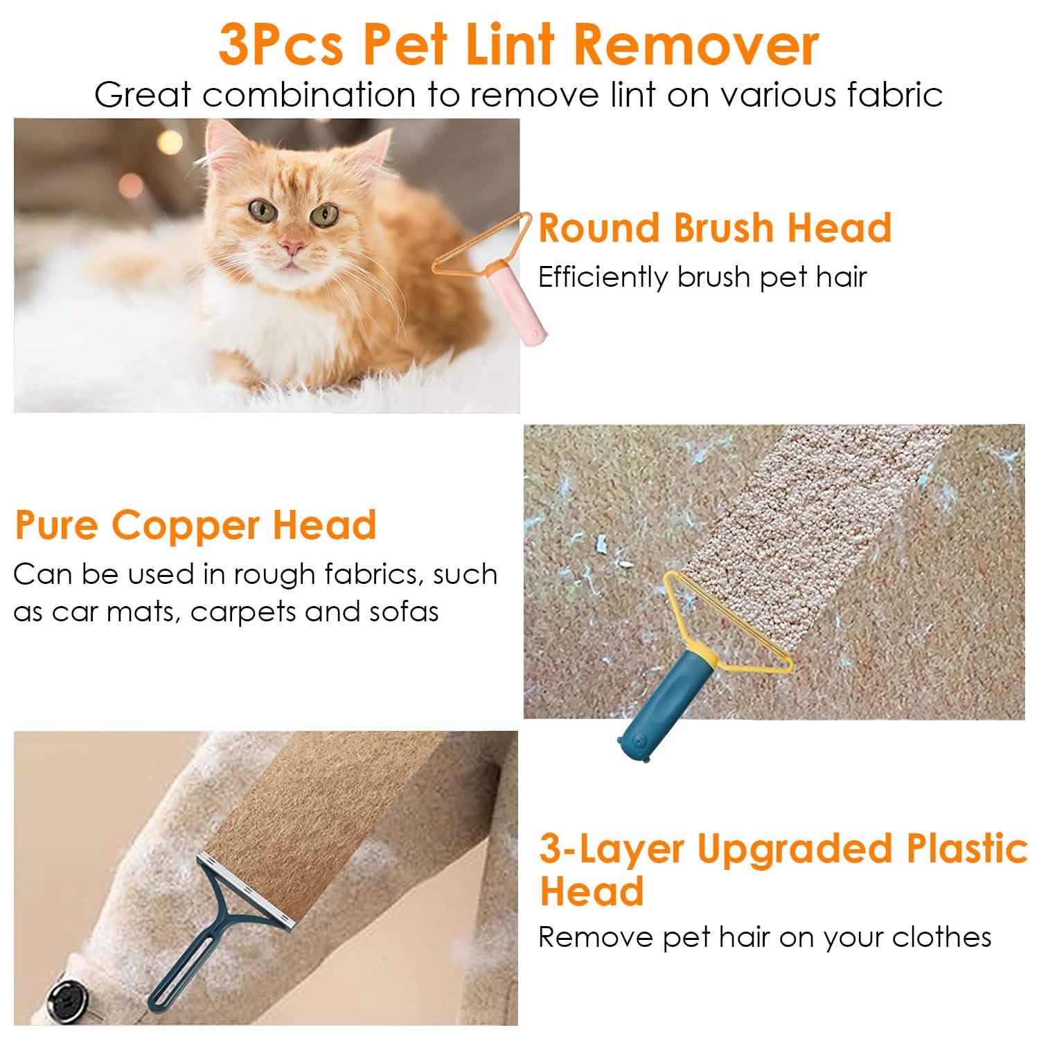 3-Piece: Portable Reusable Double Side Lint Remover DailySale