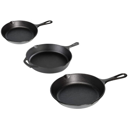3-Piece: Pre-Seasoned Cast Iron Skillet Set DailySale